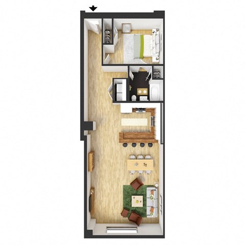 The Perry Floor Plan | 771-800 Sq. Ft.  at The Hudson, Richmond, 23224